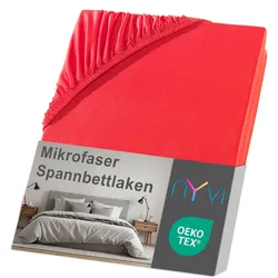 NYVI Spannbettlaken DreamScience Mikrofaser - Weich & Anschmiegsam, Rundumgummizug, Bügelfrei 140x200 - 160x200 cm rot