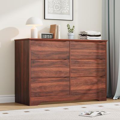 "Garvee 6 Drawer Modern Dresser with Hidden Handles, 47"" Wide Large Double Storage Chest for Bedroom"
