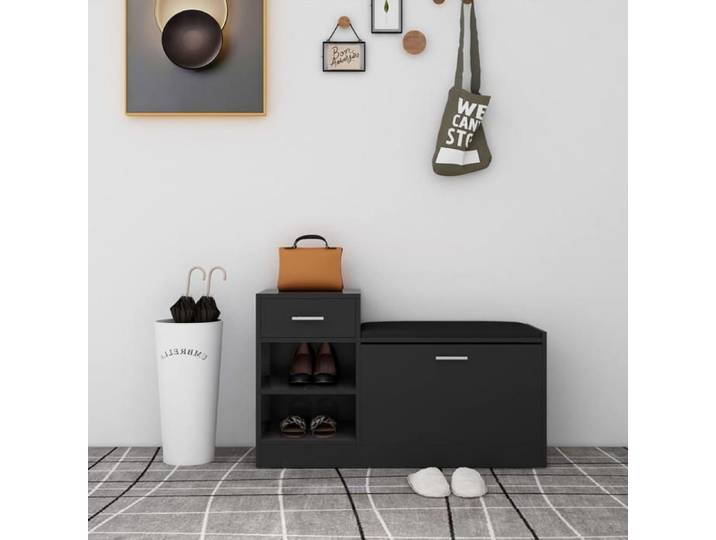 Banc à chaussures - Étagère à chaussures - Range chaussures - Noir brillant 94 5x31x57 cm Aggloméré m1092