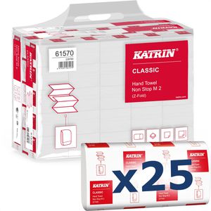 Katrin Papierhandtücher Classic Non Stop M2 wide 61570 2-lagig, Interfold-Falz, weiß, Tissue, 24 x 24 cm, 4000 Stück