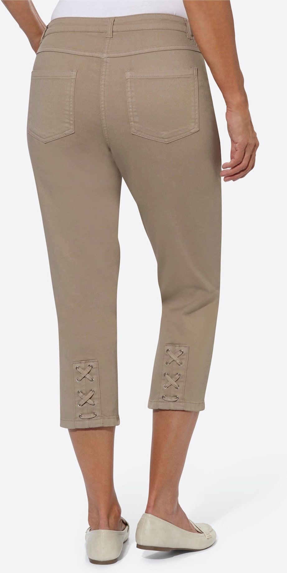 3/4-Jeans CASUAL LOOKS, Damen, Gr. 46, Normalgrössen, beige, 98% Baumwolle, 2% Elasthan, unifarben, 3/4-Länge, Jeans 3/4-Jeans beige 46, Normalgrössen