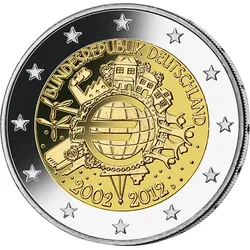 2-Euro-Gedenkmünze 10 Jahre Euro 2012 prägefrisch