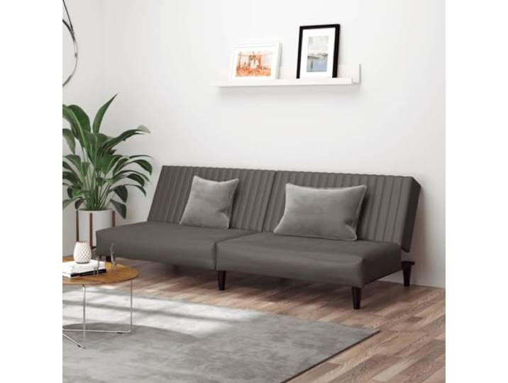 HEFZGDB Schlafsofa 2-Sitzer Grau Kunstleder Bettcouch Gästebett faltbar ausziehbar Sofabett mit Holzrahmen strapazierfähig Schmutz abweisend bequem Sitzgelegenheit für Wohnzimmer Büro