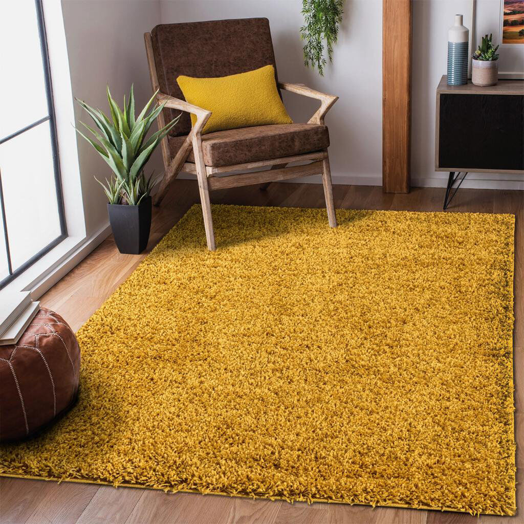 17 Stories Ermias Shaggy Area Rug Ochre Rectangle 120 x 170cm