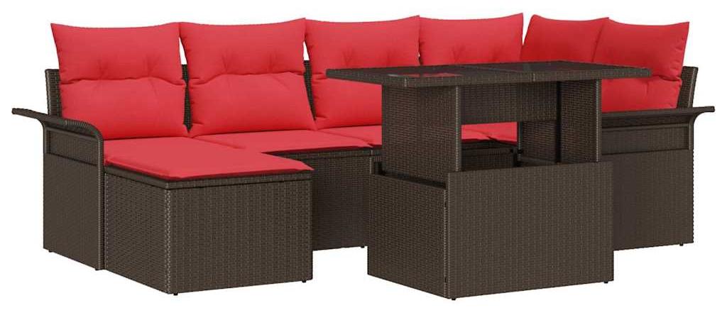 vidaXL Gartensofa-set 7 stk. Braun [Synthetisch]: Poly Rattan