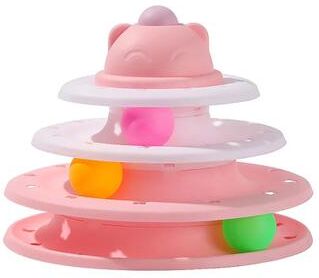Uplift Treasures 4 Level Interactive Cat Toy Tower With Rolling Balls pink