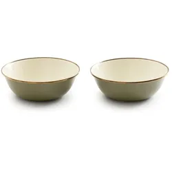 Barebones emailliertes Schüssel Set Enamel 2 teilig olive