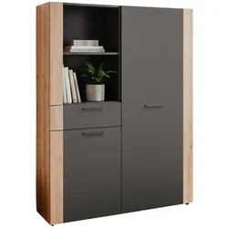 HIGHBOARD grau, Artisan Eiche 100 x 155 cm, Kommode mit viel Stauraum