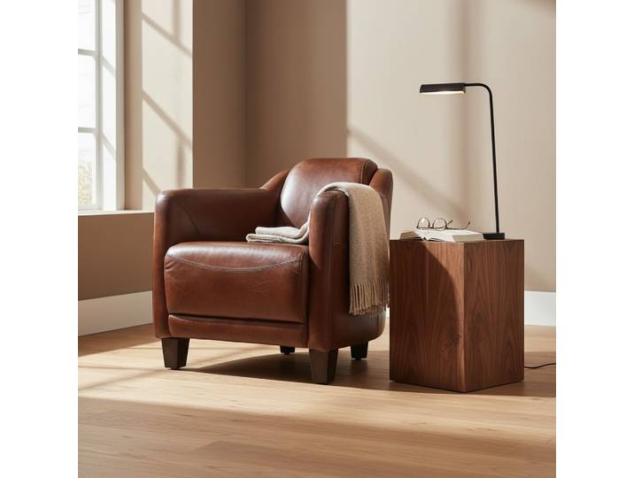 Fauteuil Club Gentleman en Cuir - Cigare