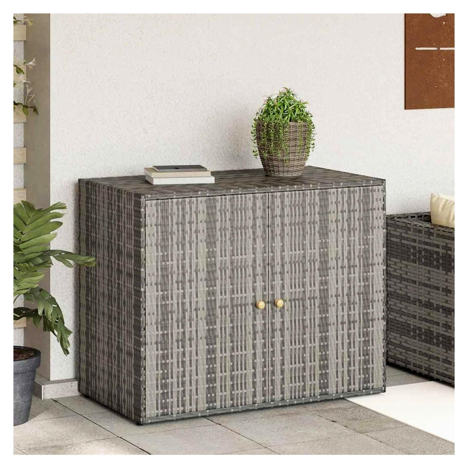 Gartenschrank aus Poly Rattan - dekorativ und praktisch mit langlebigem, wasserbeständigem Material und viel Stauraum für den Außenbereich