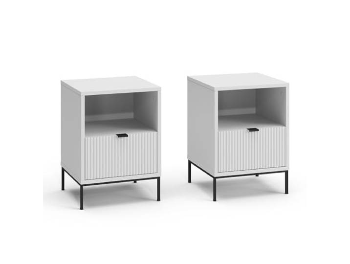 Vicco Nachttisch Eliza Weiß 2er Set, nutzbar als Ablagefläche neben Bett oder Sofa