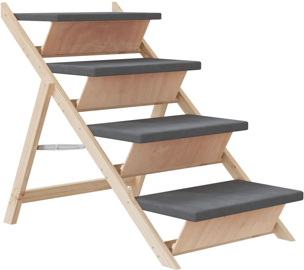 vidaXL Escalier pour chiens gris 105x47 cm bois de sapin solide