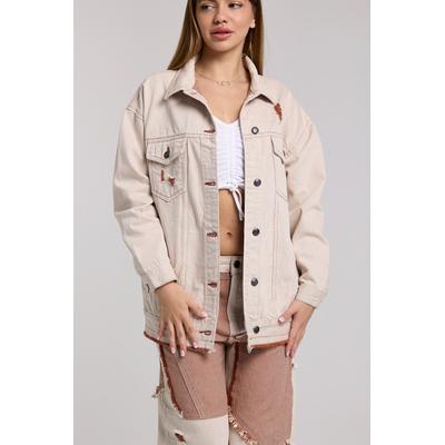 Outdoorjacke CIPO & BAXX "JACKET", Damen, Gr. XL, beige, Stoff, 100% Baumwolle, unifarben, Basic, regular fit normal, Jacken Outdoorjacke, hohem Tragekomfort