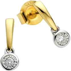 Diamonds by Ellen K. Ohrstecker 375 Gold zweifarbig 2x Brillant 0,03ct.