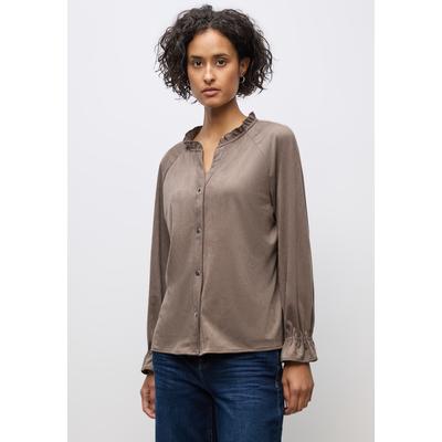 Tunika STREET ONE, Damen, Gr. 44, braun (silk braun), Stoff, 92% Polyester, 8% Elasthan, unifarben, klassisch, V-Ausschnitt, eng Bündchen, Tuniken, im Tunika-Style