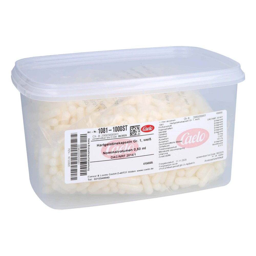 Caesar & Loretz GmbH Hartgelatinekapseln Größe 1 Weiß 16122805