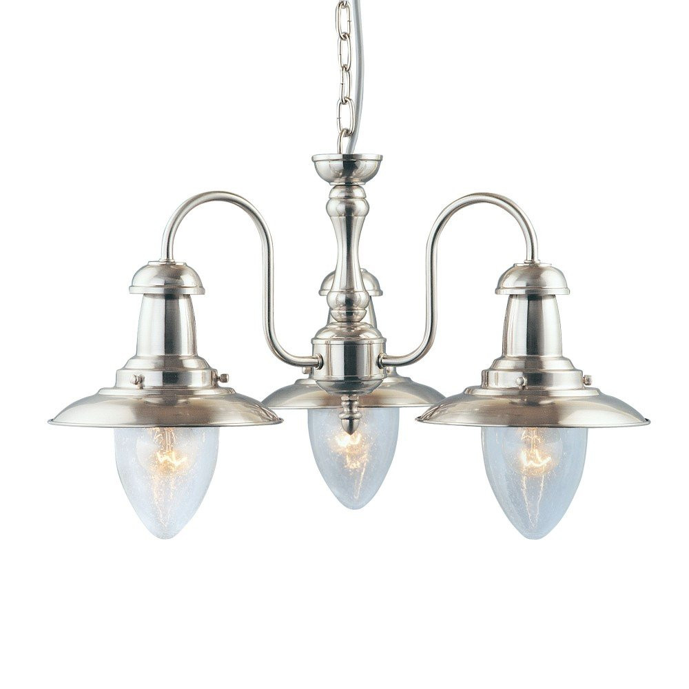 Zilveren Fisherman 3-lichts Searchlight hanglamp met transparante glazen