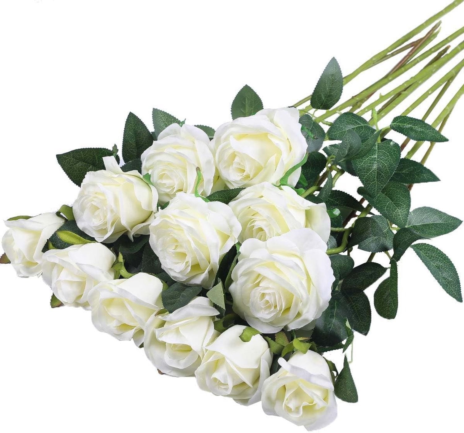 12 Stuks Kunstbloemen voor Decoraties, Wit, 52 cm Lange Stelen