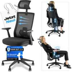 VALKENSTOL M3 - Ergonomischer Bürostuhl Allrounder mit Designanspruch - Pro Schwarz