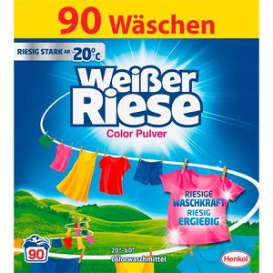 Weißer-Riese Waschmittel Colorwaschmittel, Pulver, gegen Flecken, 4,5kg, Waschladungen 90