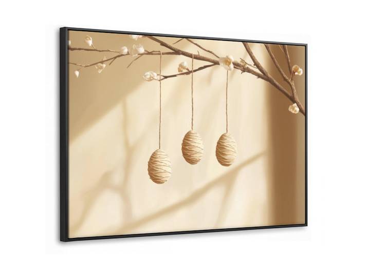 MuchoWow Leinwand Bilder mit Rahmen - Beige - Osterkuchen - Eier - 80x60, Rechteckig, 80x60 cm, gerahmt, Bilder & Rahmen, Bilder, Leinwandbilder