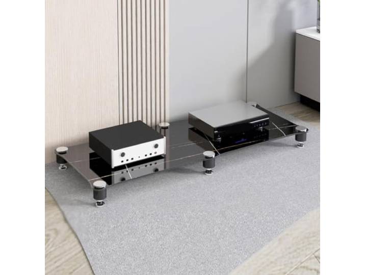 ZSCNYHMT Audio-Rack, Mehrstöckiger Stereo-Schrank Mit Glasböden Stabile unterstützung, vibrationsreduzierende details, für verstärker, player und audiogeräte(B,8cm/3.1in)
