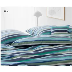 Elegante Bettwäsche Color Stripe - 135x200 cm + 40x80 cm	blue