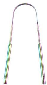 Uplift Essentials Reusable Stainless Steel Tongue Scraper For Oral Hygiene And Fresh Breath rainbow B