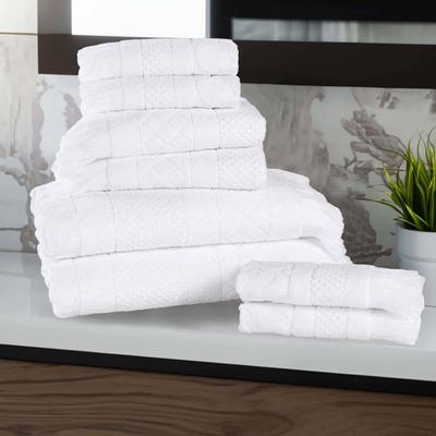 Superior Rolla Cotton Geometric Jacquard Plush Soft 8 Piece Towel Set