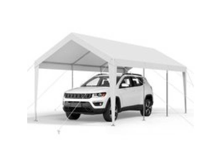 VEVOR Carport, 3,05x6,09x2,87 m Autoüberdachung, Zeltgarage, Garagenzelt, verzinkter Autounterstand, UV-beständig, Ganzjahresschutz, Lagerschuppen für Auto, Boot, Motorrad, Weiß