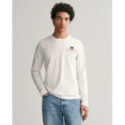 Gant für Herren. 2004058 Medium Archiv Schild T-Shirt weiß (L), Lässig, Baumwolle, Langarm