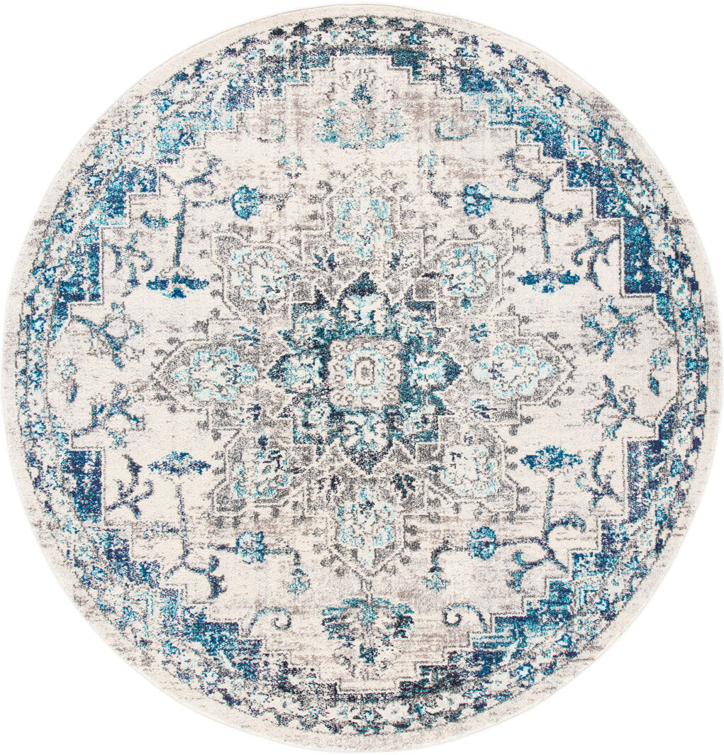 Latitude Vive Madison Floral Area Rug In Ivory / Grey Ivory;Gray Round 152 cm