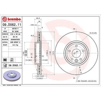 Brembo 1x Bremsscheibe [Hersteller-Nr. 09.D062.11] für Jaguar
