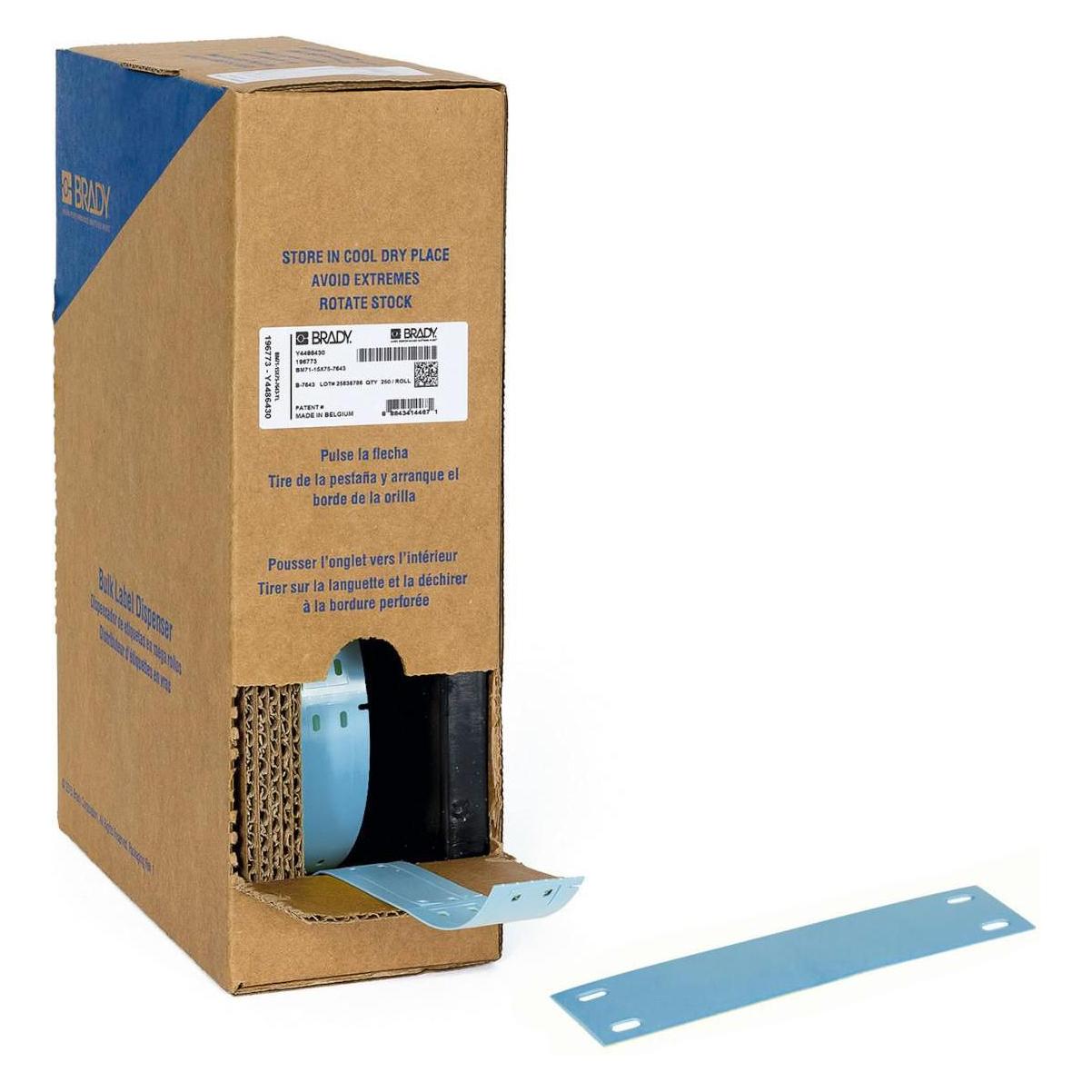 Brady BM-15x75-7643-BL, Heatex Schilder, Blau, matt, 15.00 x 75.00 mm, nicht klebend, Grossrolle (2 (BM-15X75-7643-BL)