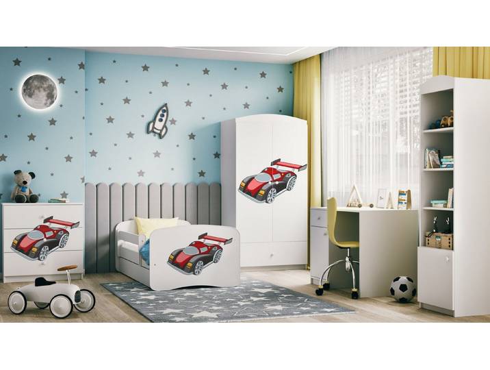 Raumhirsch Furniture Kinderkleiderschrank mit Motivauswahl - Kleiderschrank für Kinder (Kinderzimmerschrank für Jungen, Mit Ablagefächern & Kleiderstange) robuste Verarbeitung, kindgerecht, verschiedene Farben & Designs