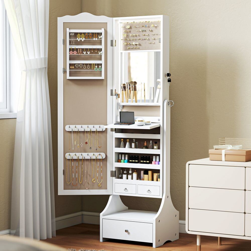 Homcom Armario joyero 45x36x150 cm blanco