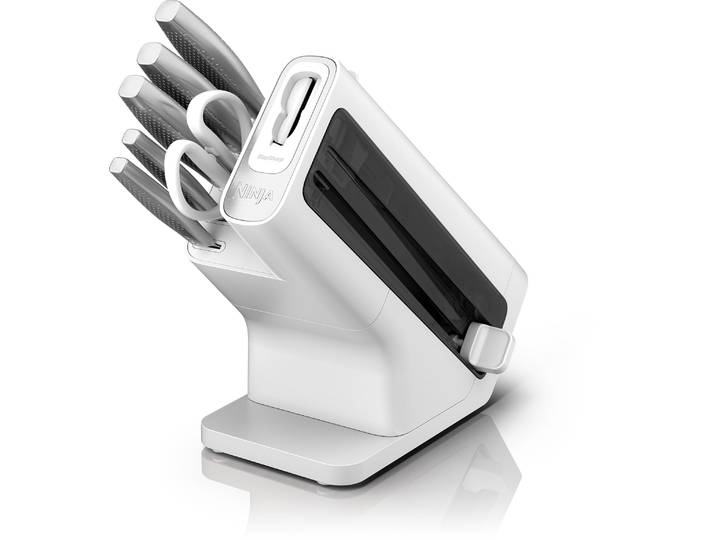Messerblock NINJA Ninja StaySharp Messerblock mit integriertem Schleifer K62006EUWH , silber (weiß, edelstahlfarben), B:36,1cm H:32,7cm, Messerblöcke, Messerblock, rostfreier deutscher Edelstahl, Erl-Design, integrierter Schleifer