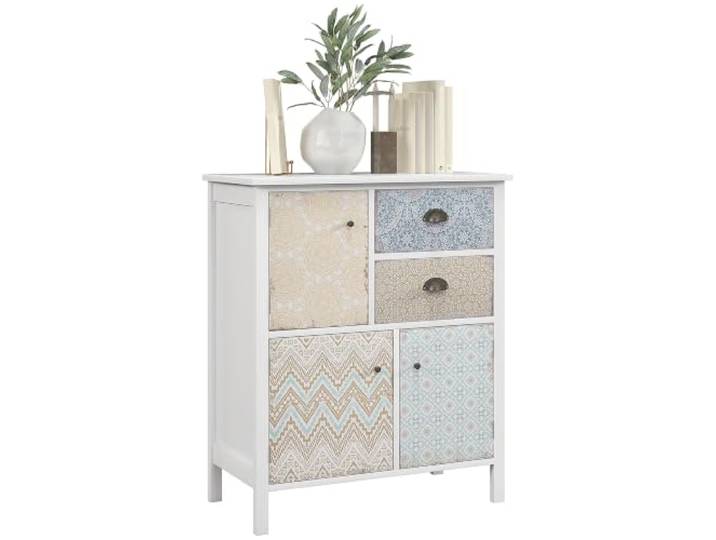 HOMCOM Sideboard Anrichte Beistellschrank Mehrzweckschrank Shabby Chic Holz Bunt B68 x T34 x H80cm