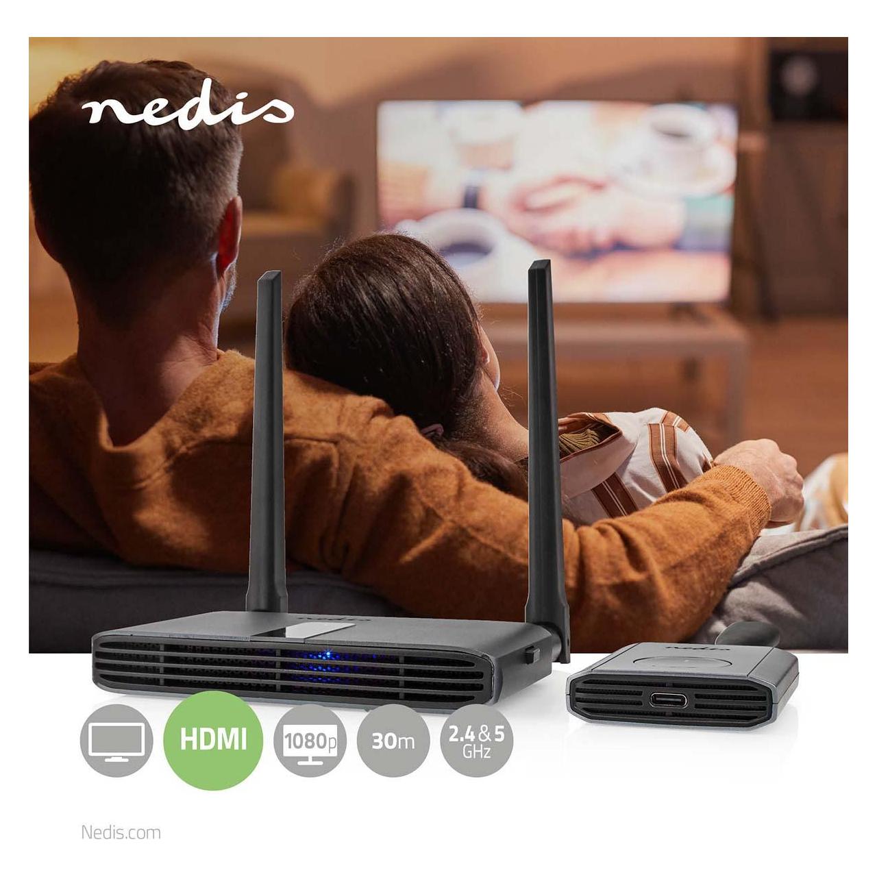 Nedis Wireless HDMI Übertrager | WLAN | 2400-5000 MHz | 30.0 m (Sichtlinie) | Maximale Auflösung: (30 m, HDCP) (VTRA3460GY)