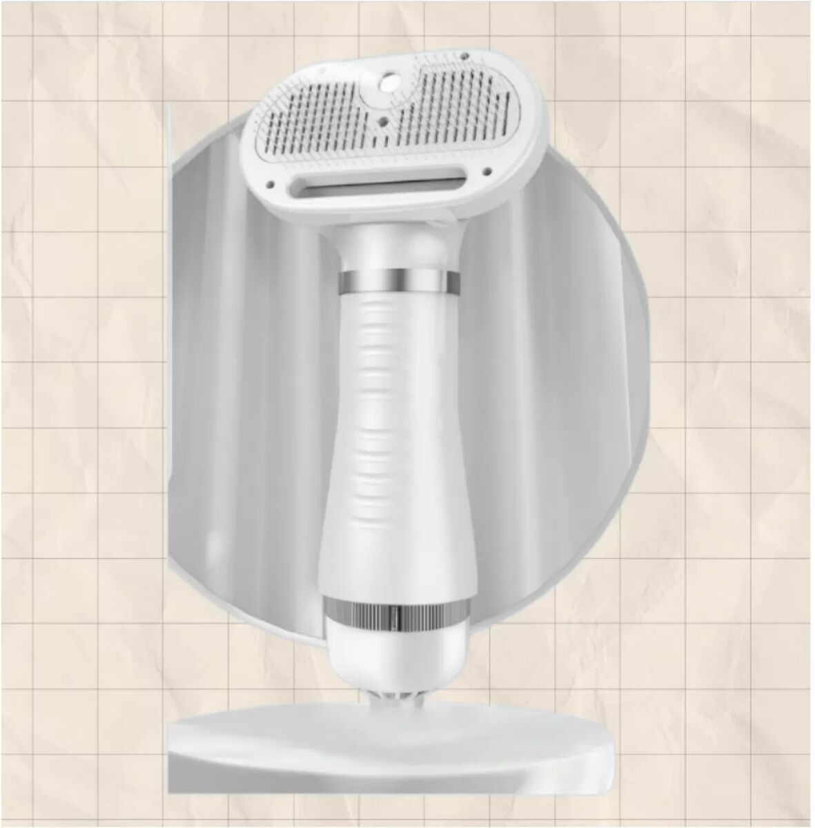 INF 6-in-1 Haustier-Haartrockner und Sprühpflegegerät — Ionisch, Leise, 3 Temperatur- und Windstufen, One-Touch Entfilzer, Silber