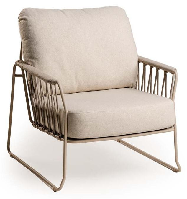 Tierra Outdoor Rivera lounge stoel champagne met touw in taupe
