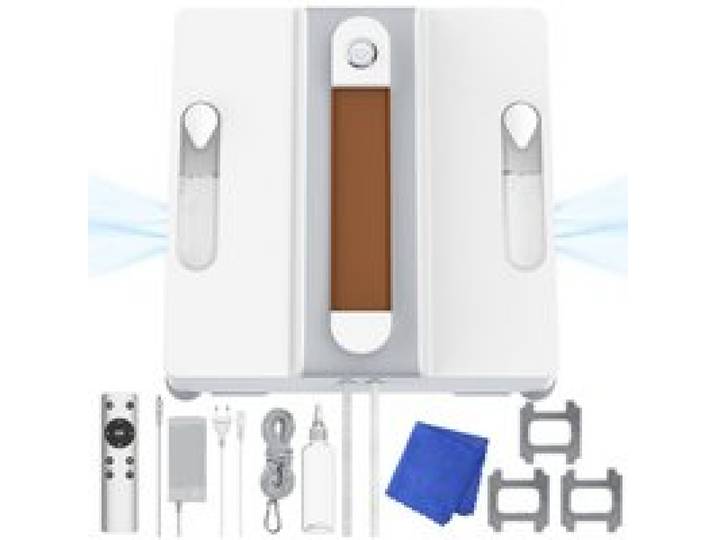 Robot de Nettoyage vitres Jet deau à quatre trous 3 modes nettoyage aspiration 3200PA 50ml*2 Réservoir télécommande