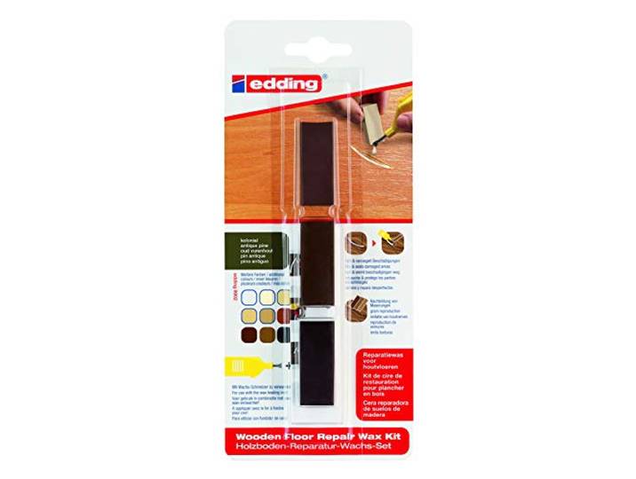 edding 8902 reparatieset voor houten vloeren - grenen - 3 harde wassen - voor het herstellen van beschadigingen en krassen in houten vloeren