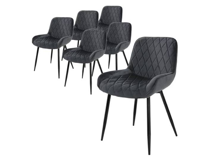 ML-Design 6er Set Esszimmerstühle Esszimmerstuhl mit Rücken- und Armlehnen, Anthrazit, Samt Sitzfläche, Stahlgestell, Küchenstühle Küchenstuhl Wohnzimmerstühle Wohnzimmerstuhl Polsterstuhl Stühle