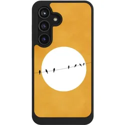 Nivocase Hülle für Samsung Galaxy S24 Handyhülle NIVOcore Case Schwarz Mond Nacht Vogel (Samsung Galaxy S24), Smartphone Hülle, Schwarz