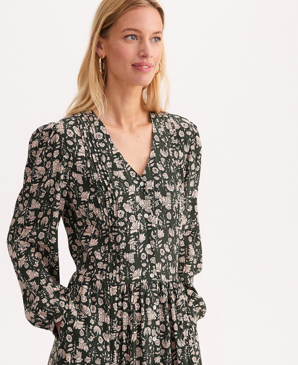 ANNE WEYBURN Robe longue à volant imprimé floral manches longues