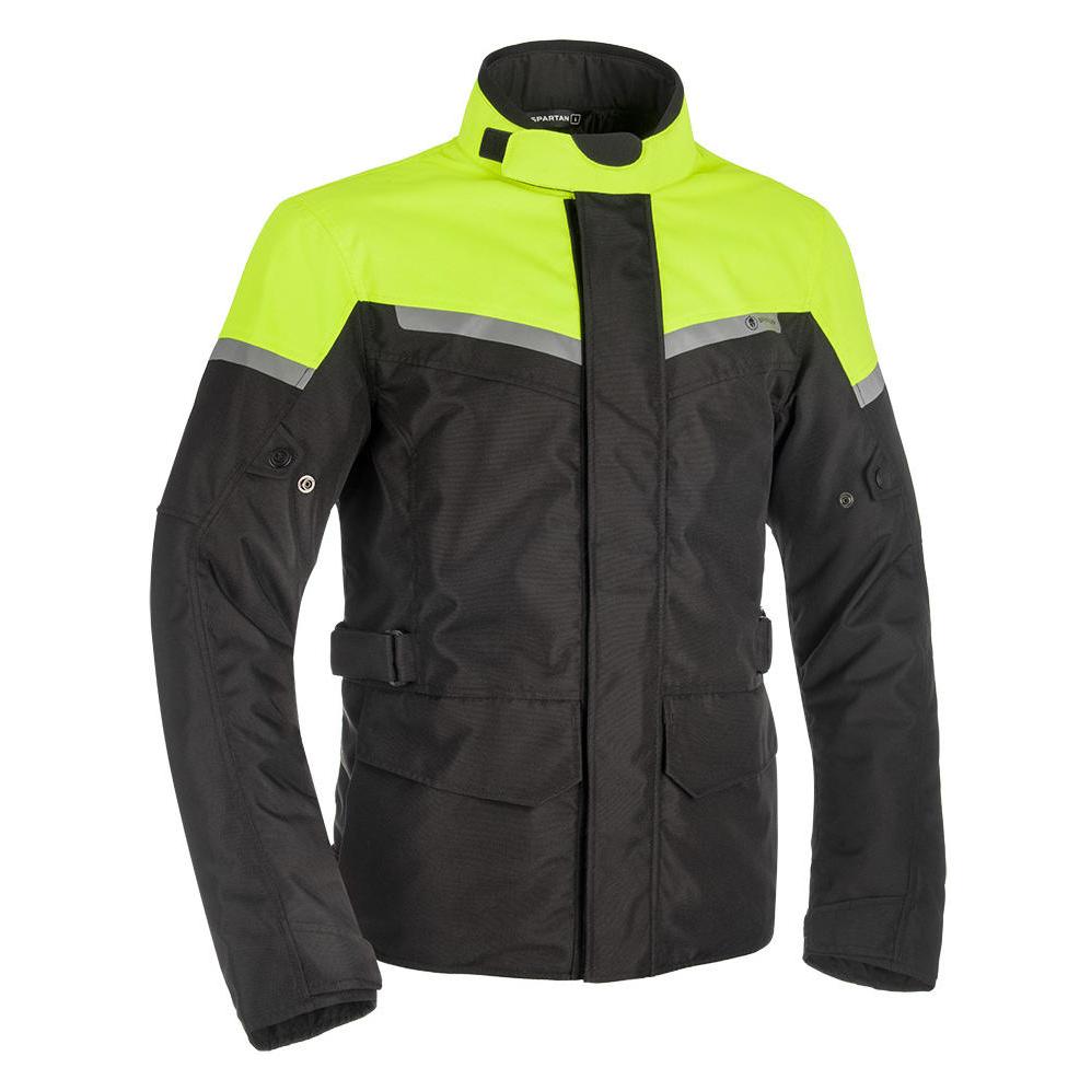 Oxford Herren Spartan Lange Motorradjacke, Schwarz/Fluo Gelb, M (Herren, M) (SM210102M)