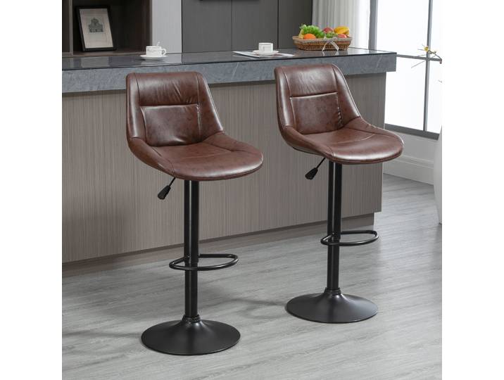 HOMCOM Tabourets Bar Vintage Pivotant Marron 2Pcs