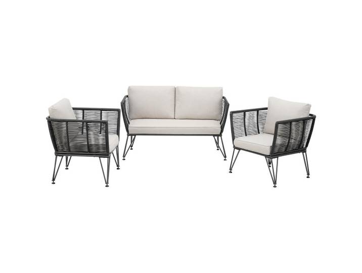 tectake Garten-Loungeset Sundo, höhenverstellbare Füße, anthrazit, Anthrazit, Gartenmöbel, Gartengarnituren, Gartenmöbel-Sets