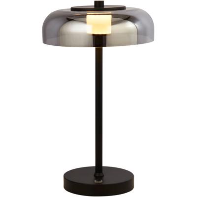SEARCHLIGHT Tischleuchte "Frisbee Table Lamp - Black Metal & Smoked Glass", schwarz, 1, Ø 23cm H: 39cm, 1 Stk., Leuchten, Tischleuchte